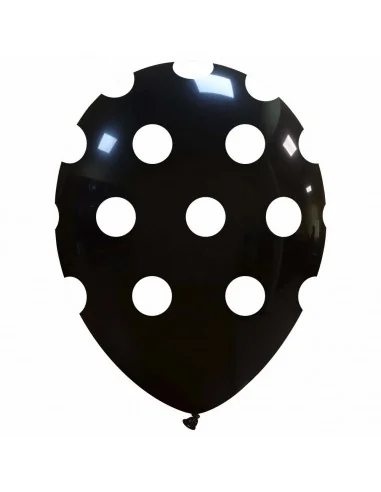 Balon latex 30 cm negru imprimat buline