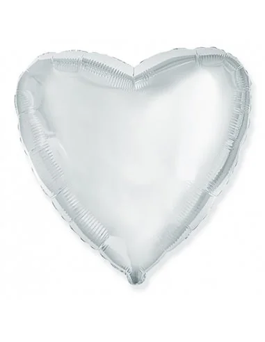 Fólia lufi 23 cm ezüst szív